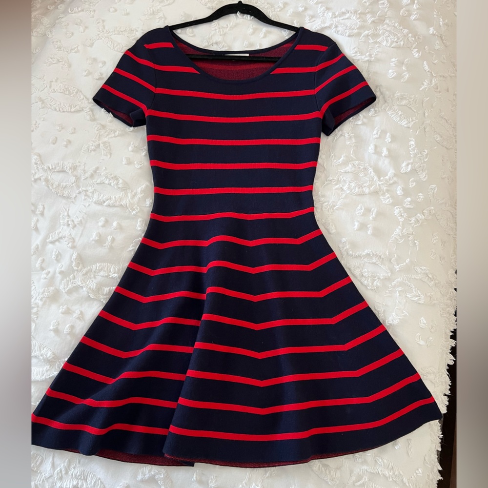 Navy and Red Striped Dress